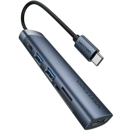 Vention Docking Station 6 en 1 USB-C HDMI 4K USB 3.0 PD Gris THJHB Vention Docking Station 6 en 1 USB-C HDMI 4K USB 3.0 PD Gris THJHB